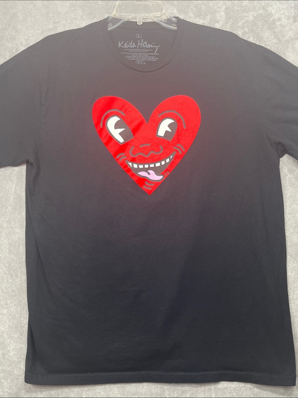 Keith Haring Heart Face Graphic T Shirt Men’s Large Black Pop Art Tee